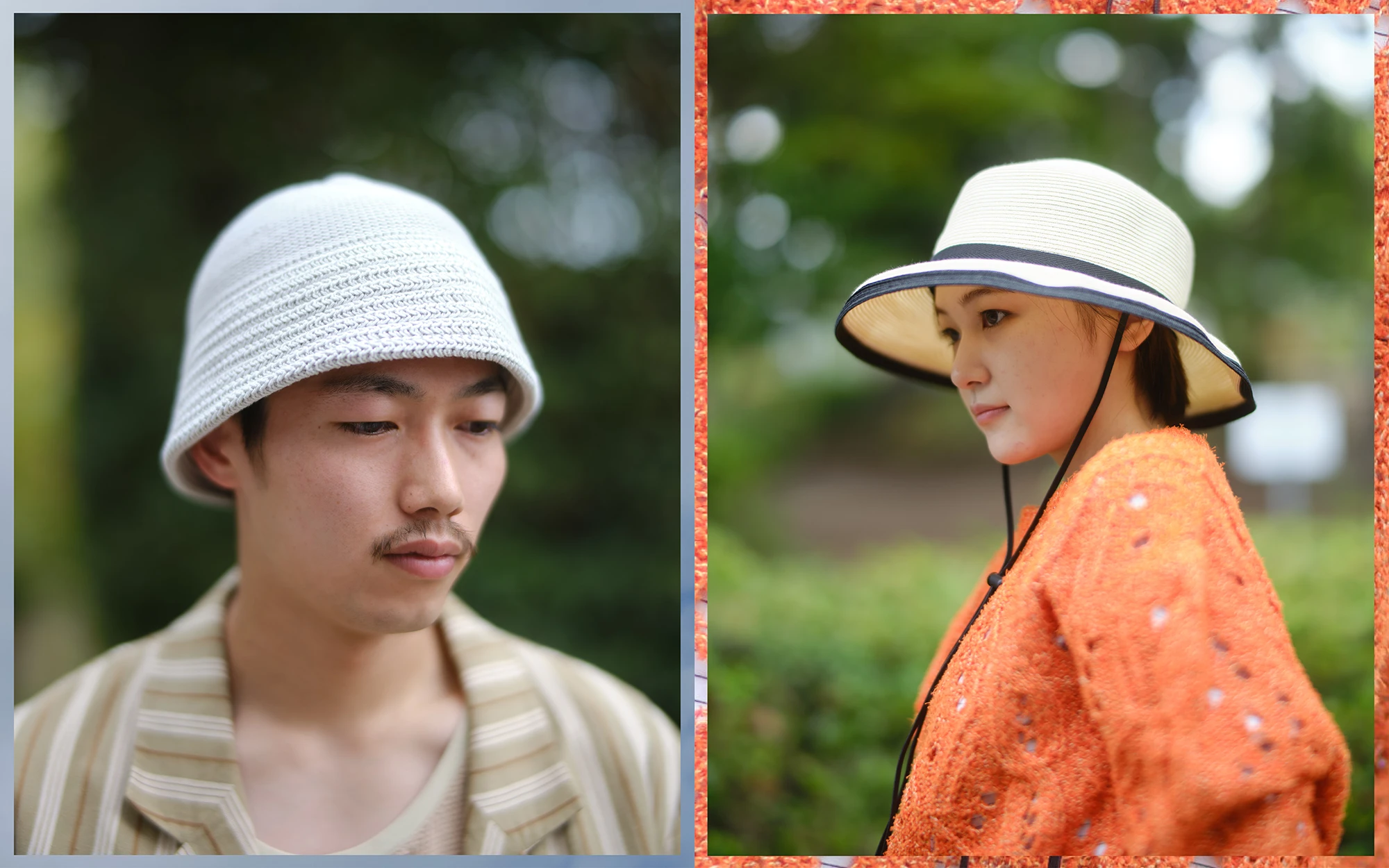 P/C Knit Sailor Hat / Paper Braid 2way Brim Hat