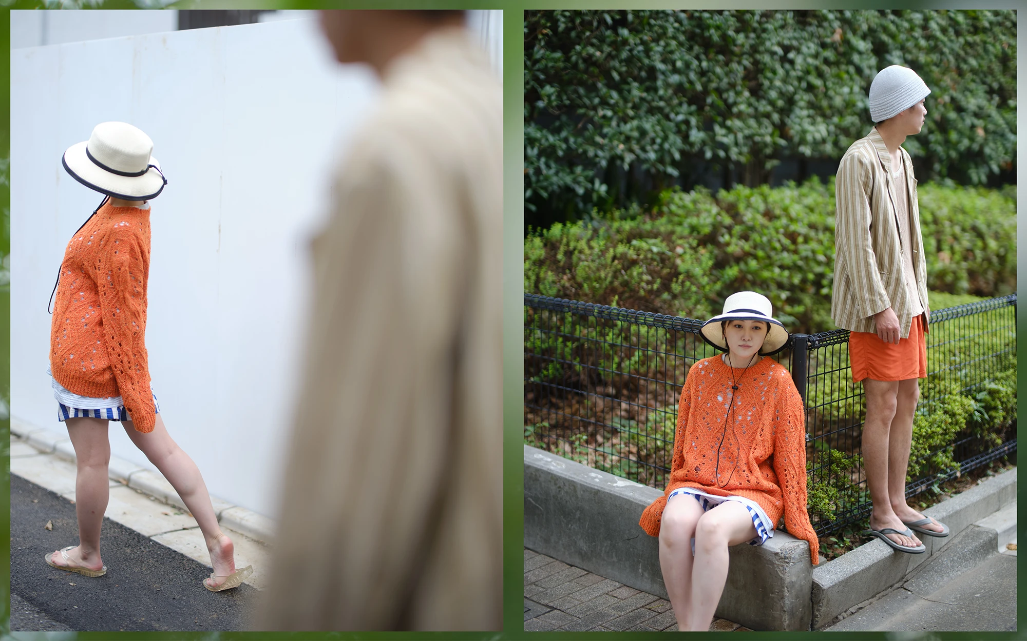 P/C Knit Sailor Hat / Paper Braid 2way Brim Hat